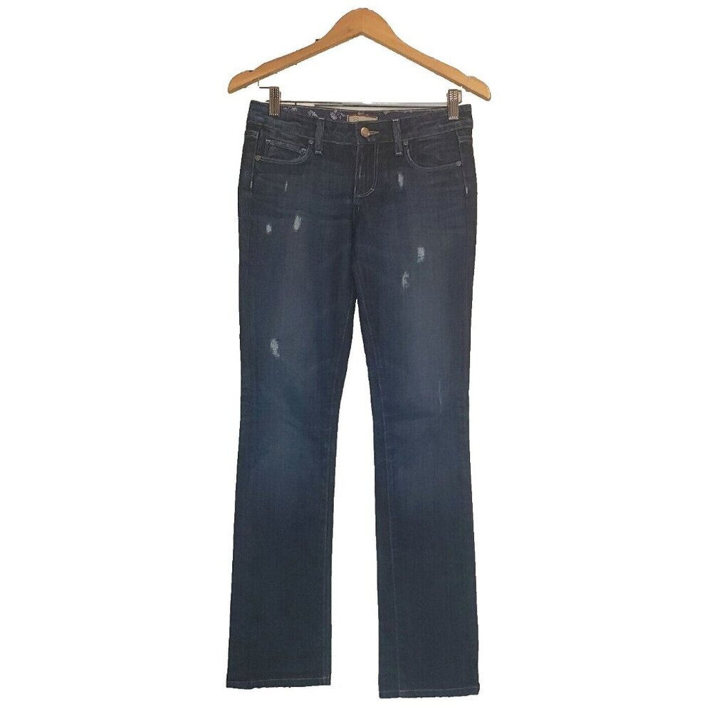 Paige Jeans Women’s Size 25 Skyline Skinny Dark Wash Stretch Distressed Citycore